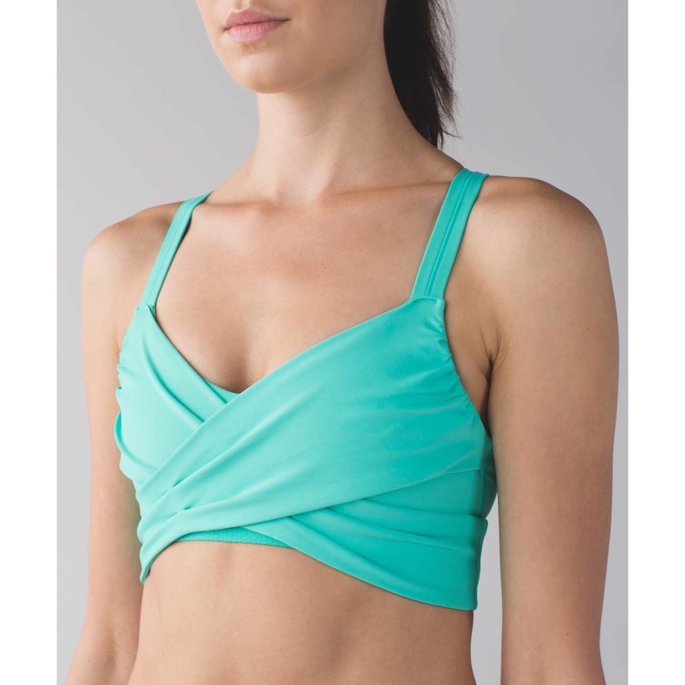Lululemon Green Wrap It Up Spots Bra Size 8